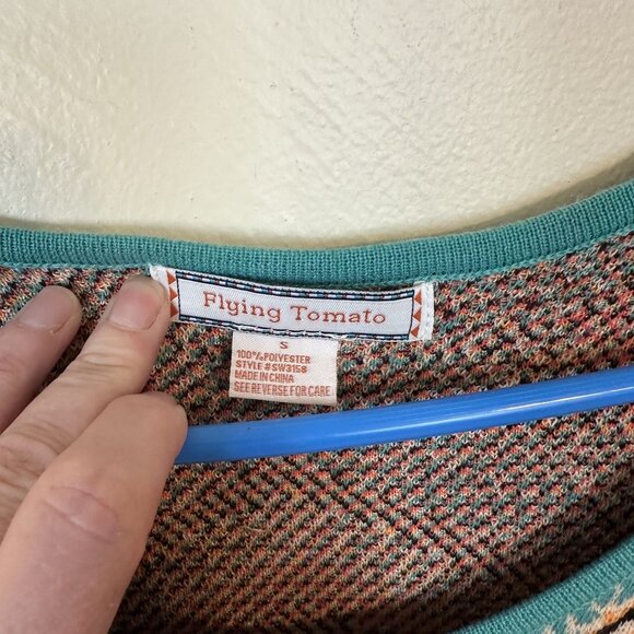 Flying Tomato Geometric Pattern Sweater Dress Mini Multicolor Small Mandala - Picture 2 of 7